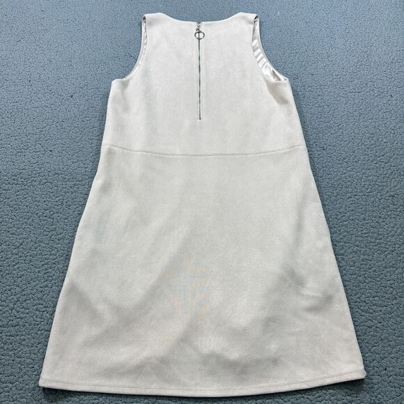 THML Dress Womens Sz.Small Beige Faux Suede V-neck w/Exposed Zipper - Picture 7 of 14